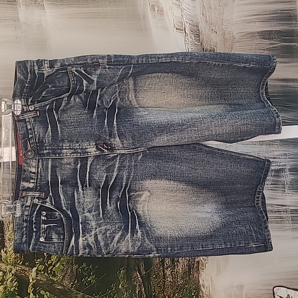 Brooklyn Express Mens 42 Authentic denim faded Vintage Y2K distressed shorts